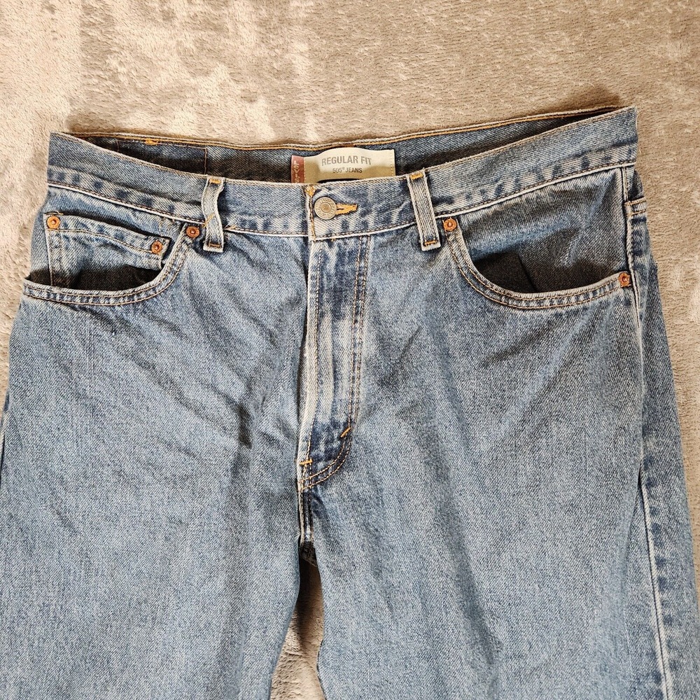Vintage Levi's Jeans 505 Men's 34X31 (Tag 36X32) Blue Regular Straight Cotton - Picture 5 of 14